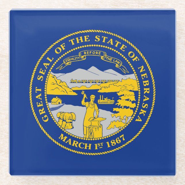 Staatsflagge von Nebraska Glasuntersetzer (Vorderseite)