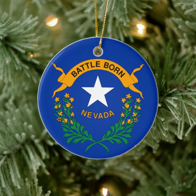Staatsflagge von Nevada Keramik Ornament (Baum)