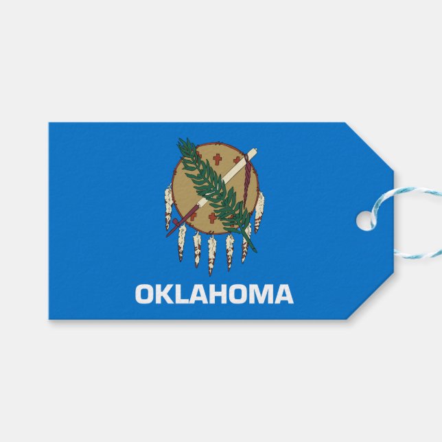 Staatsflagge von Oklahoma Geschenkanhänger (Vorderseite (Horizontal))
