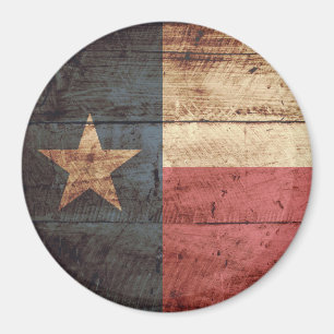 Staatsflagge von Texas auf Altholzkörnern Magnet