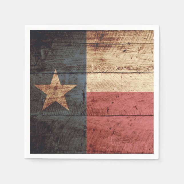 Staatsflagge von Texas auf Altholzkörnern Serviette (Vorderseite)