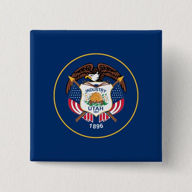 Staatsflagge von Utah Button (Vorderseite)
