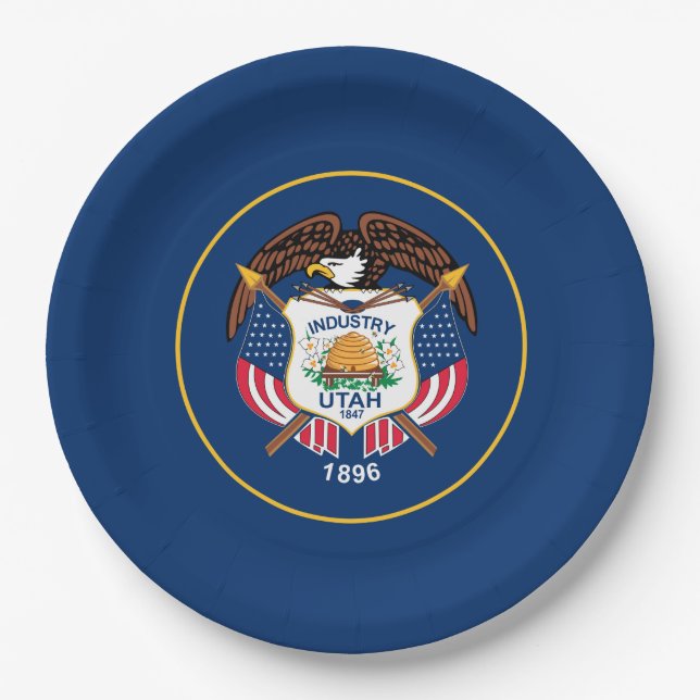 Staatsflagge von Utah Pappteller (Vorderseite)