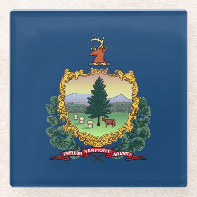 Staatsflagge von Vermont Glasuntersetzer (Vorderseite)