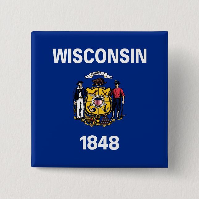 Staatsflagge von Wisconsin Button (Vorderseite)