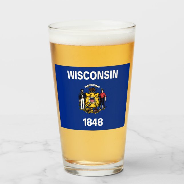 Staatsflagge von Wisconsin Glas (Vorne (Gefüllt))