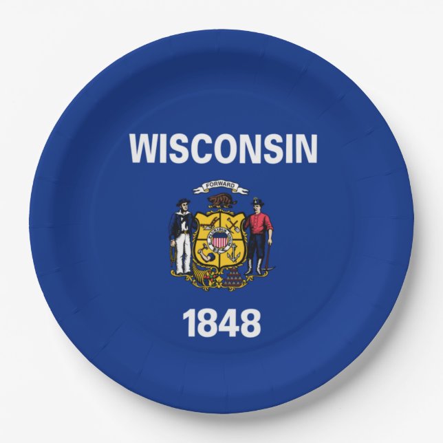Staatsflagge von Wisconsin Pappteller (Vorderseite)