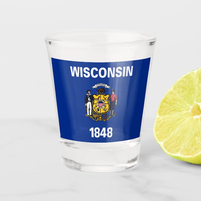 Staatsflagge von Wisconsin Schnapsglas (Vorderseite)