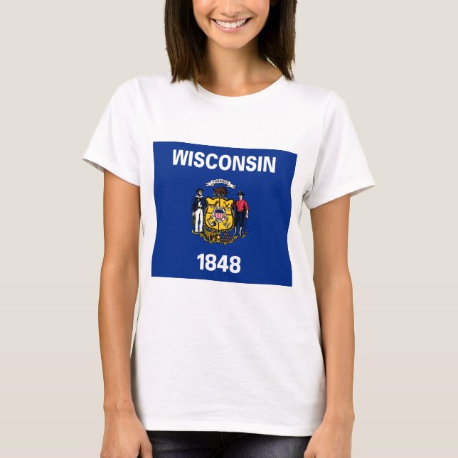 Staatsflagge von Wisconsin T-Shirt (Vorderseite)