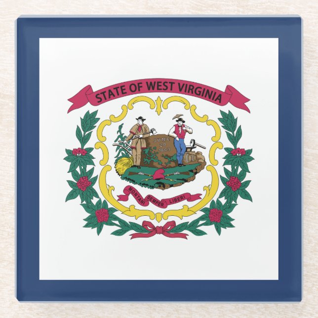Staatsflagge West Virginia Glasuntersetzer (Vorderseite)