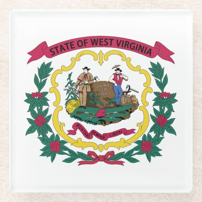 Staatsflagge West Virginia Glasuntersetzer (Vorderseite)