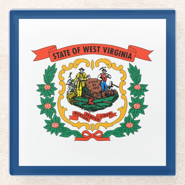 Staatsflagge West Virginia Glasuntersetzer (Vorderseite)