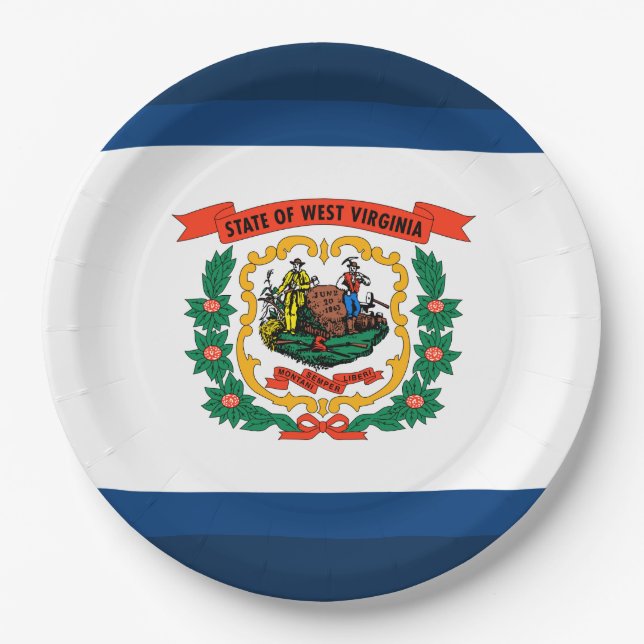 Staatsflagge West Virginia Pappteller (Vorderseite)