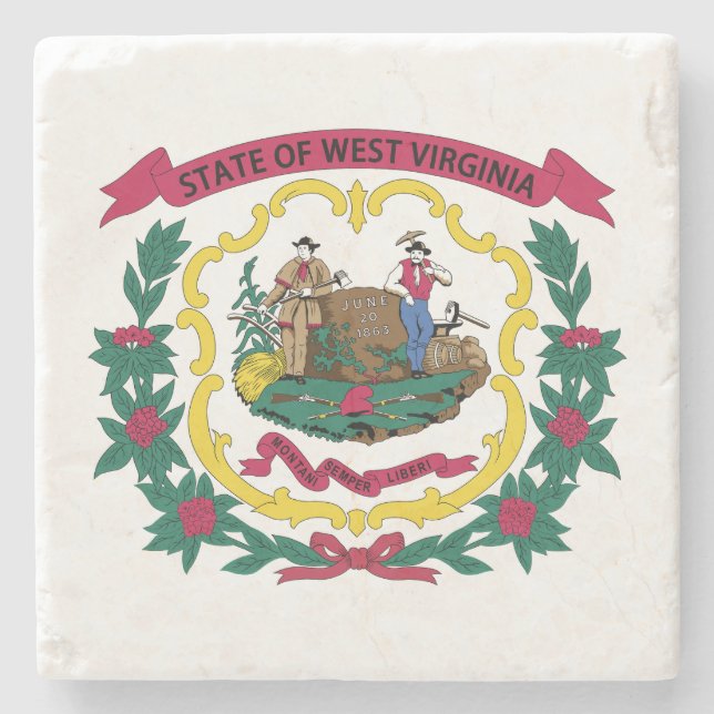 Staatsflagge West Virginia Steinuntersetzer (Vorderseite)