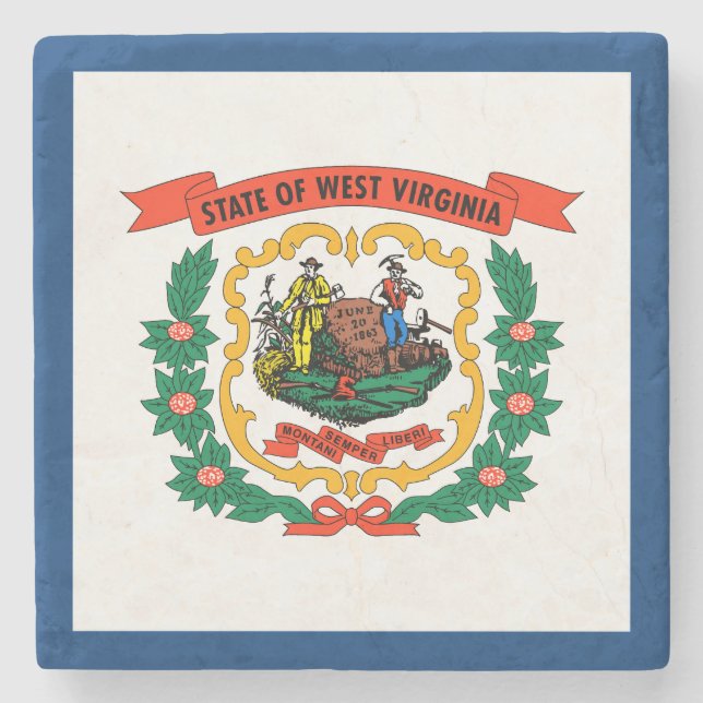 Staatsflagge West Virginia Steinuntersetzer (Vorderseite)