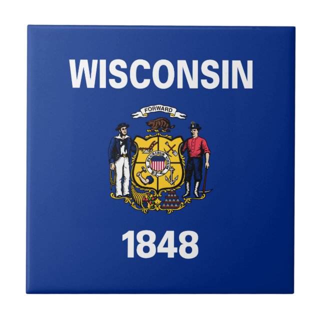 Staatsflagge Wisconsin Fliese (Vorderseite)