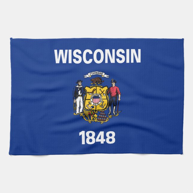 Staatsflagge Wisconsin Geschirrtuch (Horizontal)