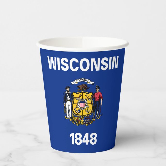 Staatsflagge Wisconsin Pappbecher (Links)