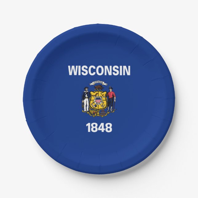 Staatsflagge Wisconsin Pappteller (Vorderseite)