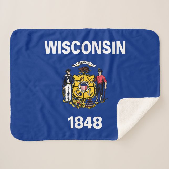 Staatsflagge Wisconsin Sherpadecke (Vorderseite (Horizontal))