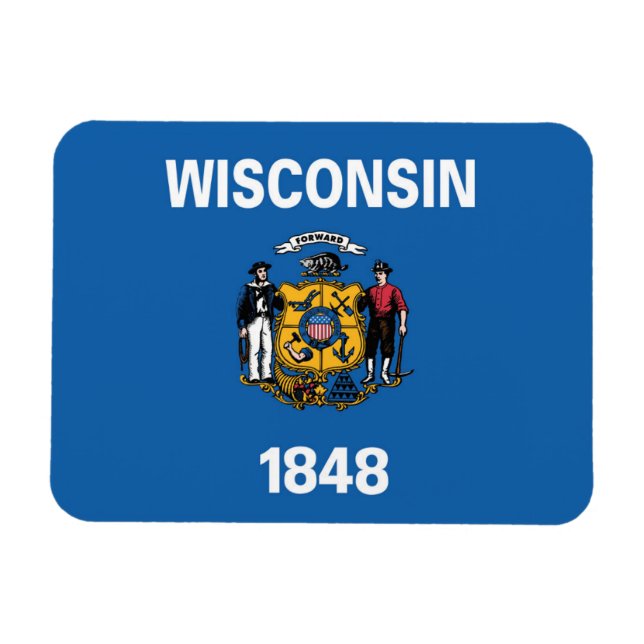 Staatsflagge Wisconsin, USA Magnet (Horizontal)