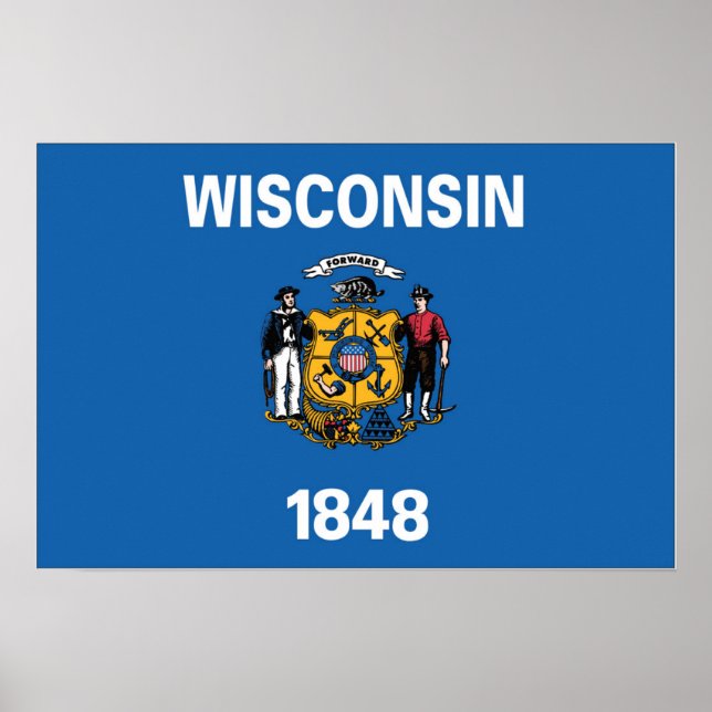 Staatsflagge Wisconsin, USA Poster (Vorne)