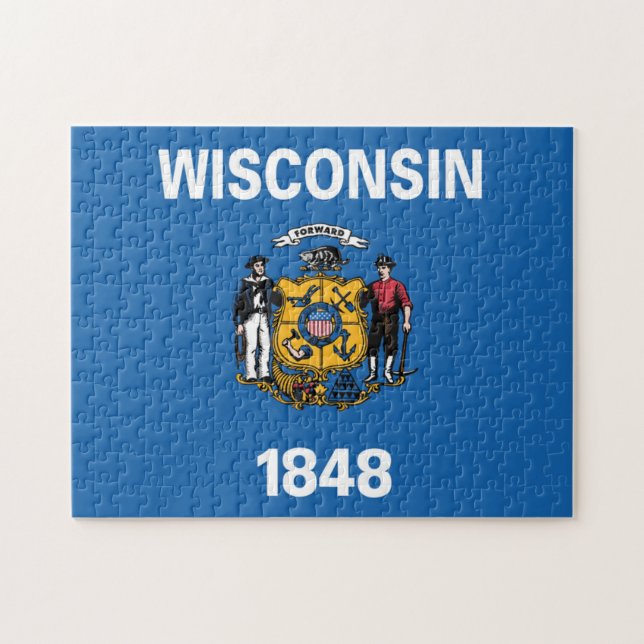 Staatsflagge Wisconsin, USA Puzzle (Horizontal)