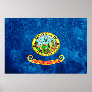Staatsflaggengrunge von Idaho Poster