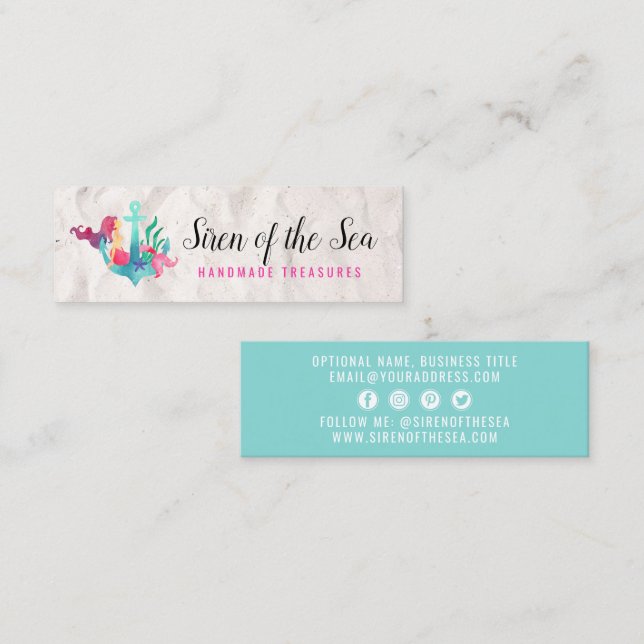 Staatshilfe für Anchor Nautical Watercolor Social  Mini Visitenkarte (Vorne/Hinten)