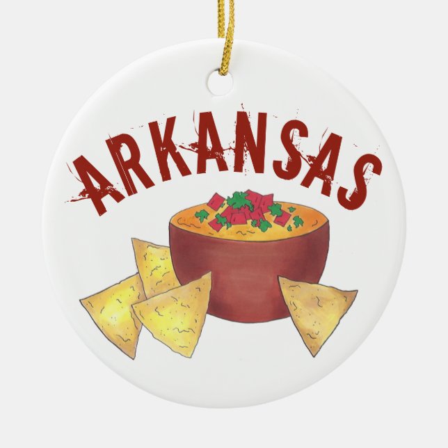 Staatsstolz Arkansas Style Cheese Queso Dip Nachos Keramik Ornament (Vorne)