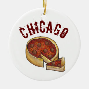 Staatsstolz CHICAGO Illinois Deep Dish Pizza Keramik Ornament