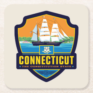 Staatsstolz Connecticut Rechteckiger Pappuntersetzer