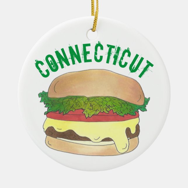 Staatsstolz CT Connecticut Dampfkäse Burger Keramik Ornament (Vorne)