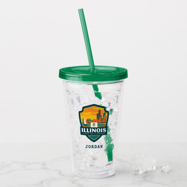 Staatsstolz | Illinois Acryltrinkbecher (Vorderseite Ice)