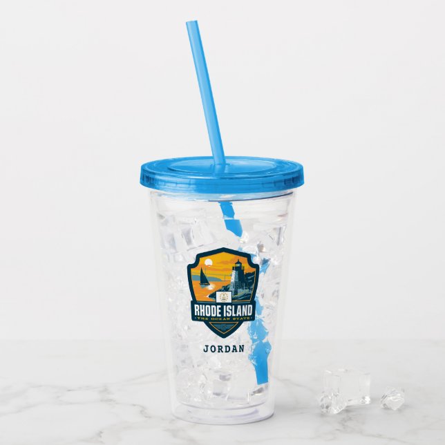 Staatsstolz | Insel Rhode Acryltrinkbecher (Vorderseite Ice)