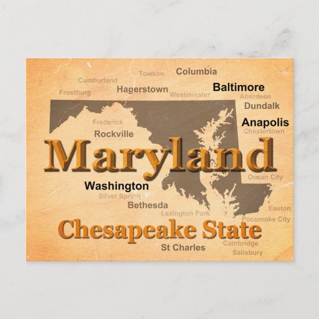 Staatsstolz-Karte-Silhouette für ältere Maryland-K Postkarte (Vorderseite)