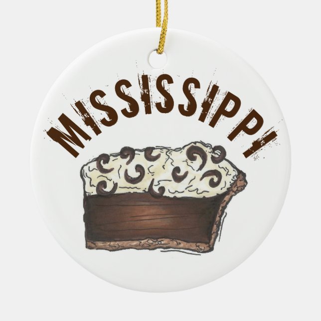 Staatsstolz MS Mississippi Mud Pie Slice Keramik Ornament (Vorne)