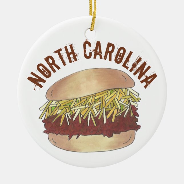 Staatsstolz North Carolina NC Gepulstes Schweinefl Keramik Ornament (Vorne)