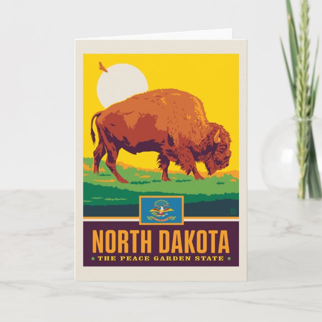 Staatsstolz | North Dakota Karte (Vorderseite)