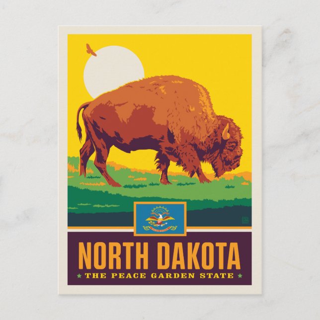 Staatsstolz | North Dakota Postkarte (Vorderseite)