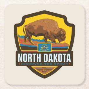 Staatsstolz   North Dakota Rechteckiger Pappuntersetzer