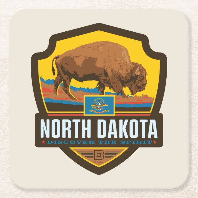 Staatsstolz | North Dakota Rechteckiger Pappuntersetzer (Vorderseite)