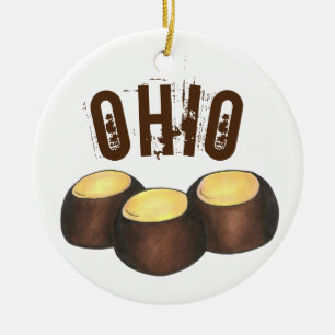 Staatsstolz Ohio Buckeye Erdnusscreme Keramik Ornament