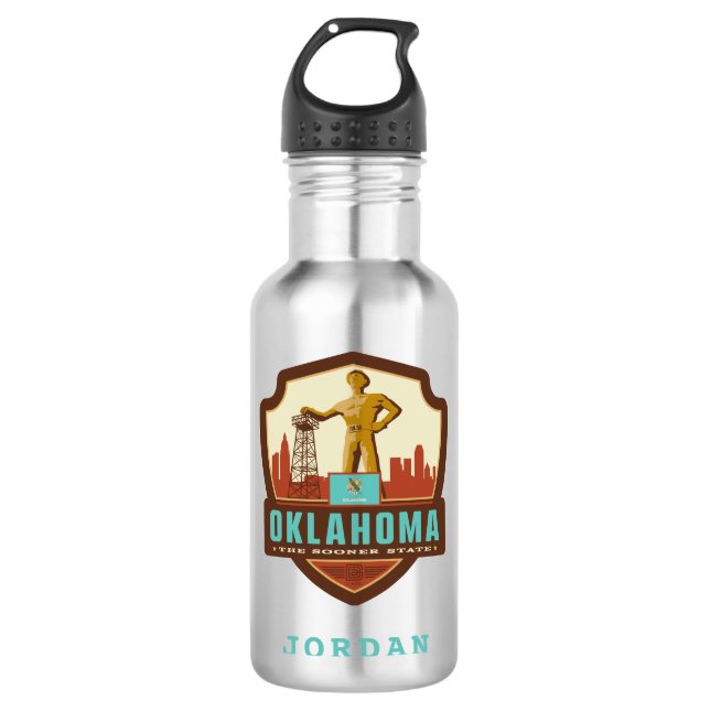 Staatsstolz | Oklahoma Edelstahlflasche (Vorderseite)