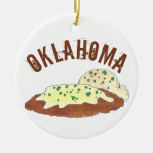 Staatsstolz Oklahoma OK Hühnerfried Steak Keramik Ornament