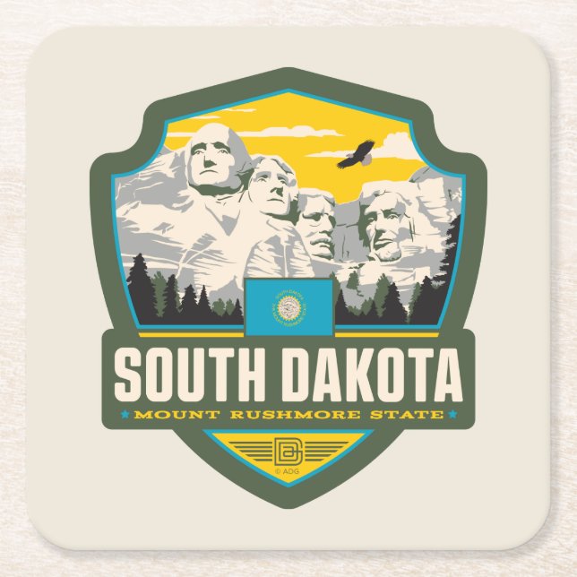 Staatsstolz | South Dakota Rechteckiger Pappuntersetzer (Vorderseite)