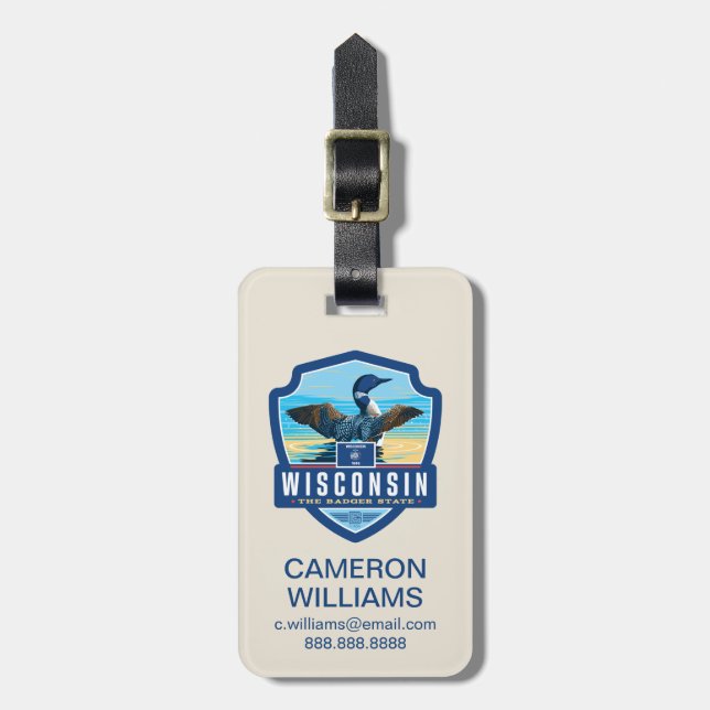 Staatsstolz | Wisconsin Gepäckanhänger (Vorderseite vertikal)