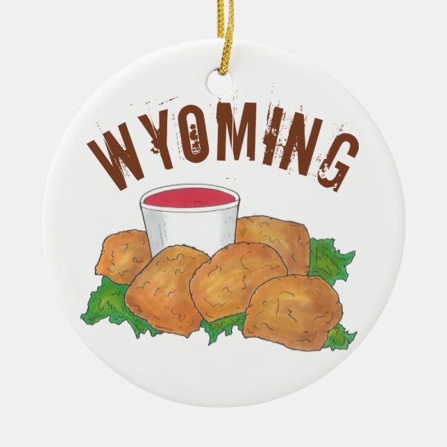 Staatsstolz Wyoming WY Rocky Mountain Oysters Keramik Ornament (Vorne)