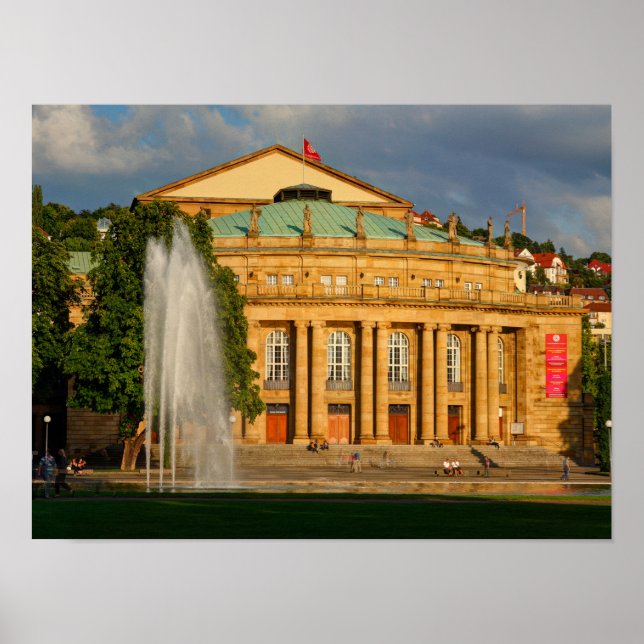Staatstheater bei Abendsonne, Stuttgart Poster (Vorne)