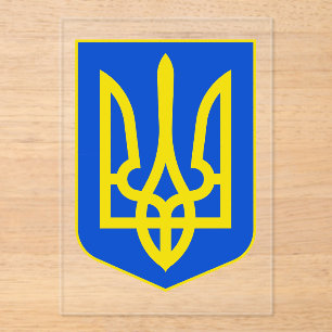 Staatswappen der Ukraine Goldener Dreizack Fine Ar Acryleinladungen